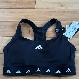 Adidas Women's Black Sports Bra with White Accents